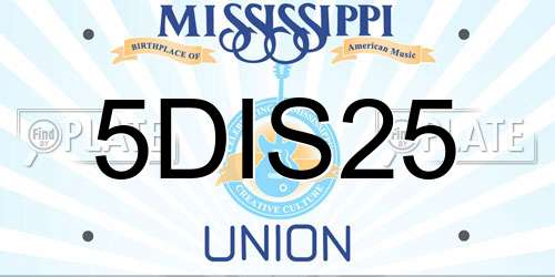 5DIS25 Mississippi License Plate