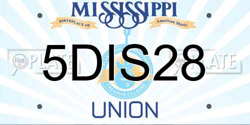 5DIS28 Mississippi License Plate