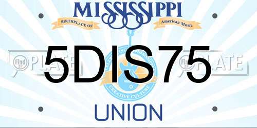 5DIS75 Mississippi License Plate
