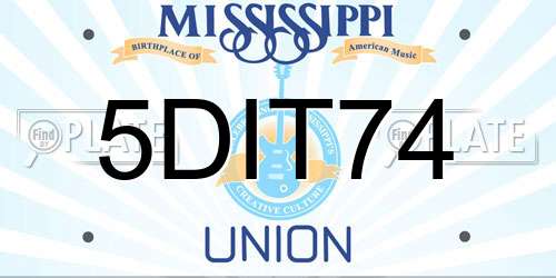 5DIT74 Mississippi License Plate