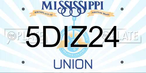 5DIZ24 Mississippi License Plate