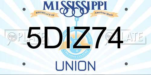 5DIZ74 Mississippi License Plate