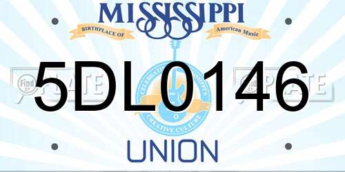 5DL0146 Mississippi License Plate