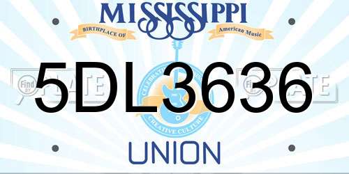 5DL3636 Mississippi License Plate