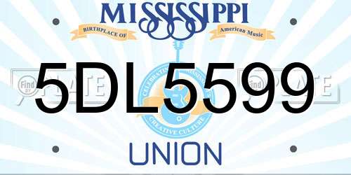 5DL5599 Mississippi License Plate
