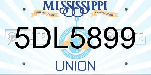 5DL5899 Mississippi License Plate
