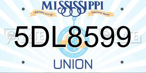 5DL8599 Mississippi License Plate