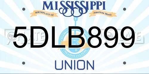 5DLB899 Mississippi License Plate
