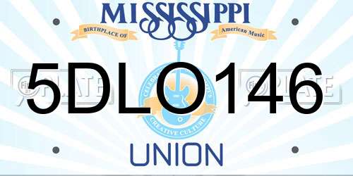 5DLO146 Mississippi License Plate