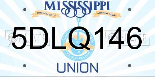 5DLQ146 Mississippi License Plate