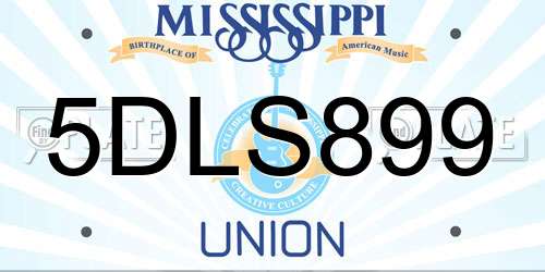 5DLS899 Mississippi License Plate