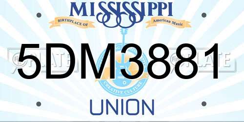 5DM3881 Mississippi License Plate