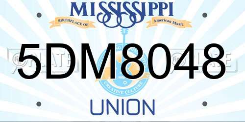 5DM8048 Mississippi License Plate