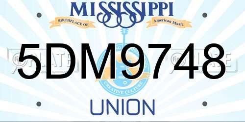 5DM9748 Mississippi License Plate