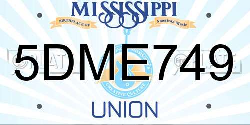 5DME749 Mississippi License Plate