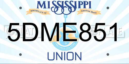 5DME851 Mississippi License Plate