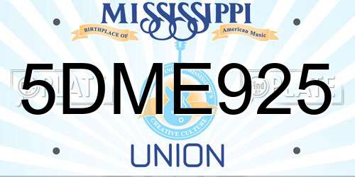 5DME925 Mississippi License Plate