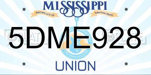 5DME928 Mississippi License Plate