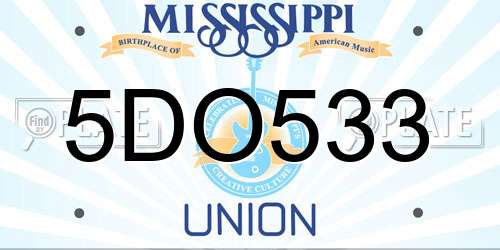 5DO533 Mississippi License Plate