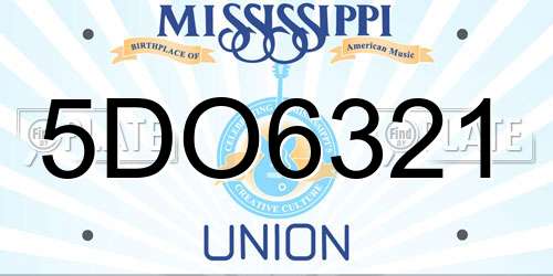 5DO6321 Mississippi License Plate