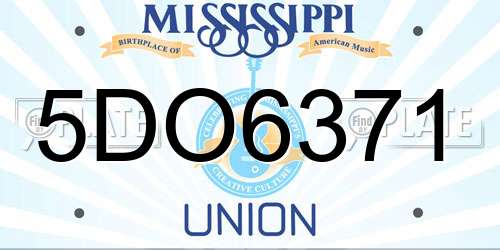 5DO6371 Mississippi License Plate