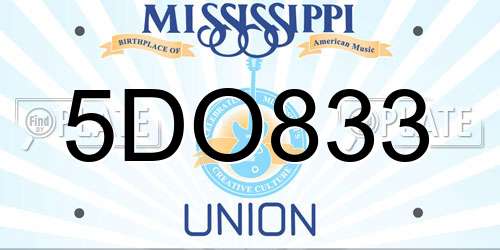 5DO833 Mississippi License Plate