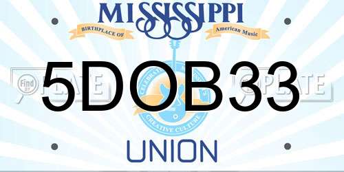 5DOB33 Mississippi License Plate
