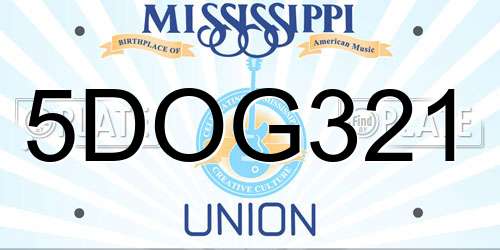 5DOG321 Mississippi License Plate