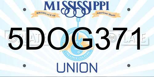 5DOG371 Mississippi License Plate