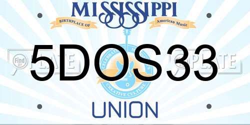5DOS33 Mississippi License Plate
