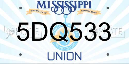 5DQ533 Mississippi License Plate
