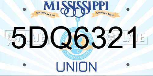 5DQ6321 Mississippi License Plate