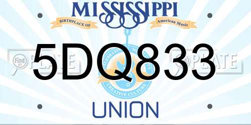 5DQ833 Mississippi License Plate
