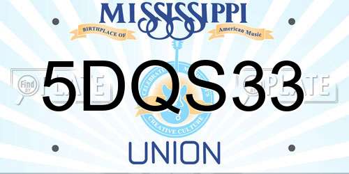 5DQS33 Mississippi License Plate