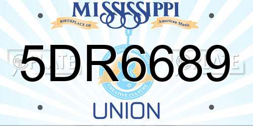 5DR6689 Mississippi License Plate