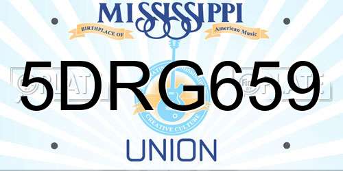 5DRG659 Mississippi License Plate