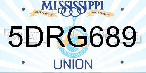 5DRG689 Mississippi License Plate