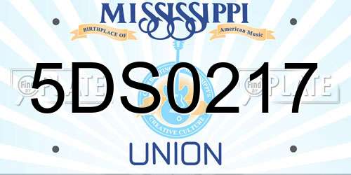 5DS0217 Mississippi License Plate