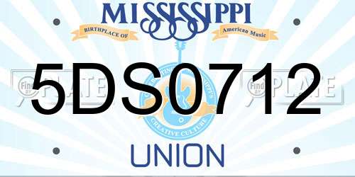 5DS0712 Mississippi License Plate