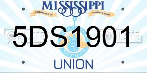 5DS1901 Mississippi License Plate