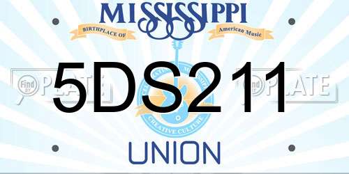 5DS211 Mississippi License Plate