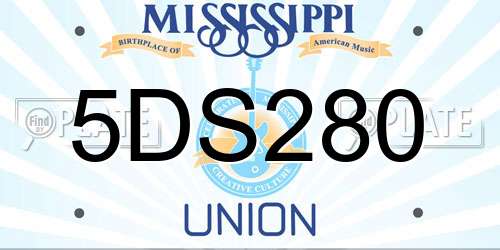 5DS280 Mississippi License Plate
