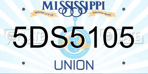 5DS5105 Mississippi License Plate