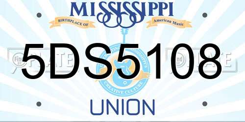 5DS5108 Mississippi License Plate