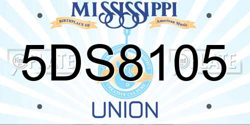 5DS8105 Mississippi License Plate