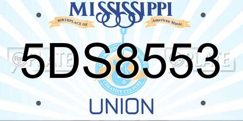 5DS8553 Mississippi License Plate