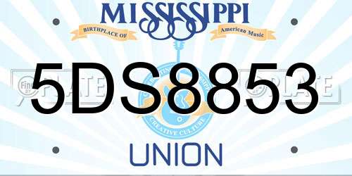 5DS8853 Mississippi License Plate