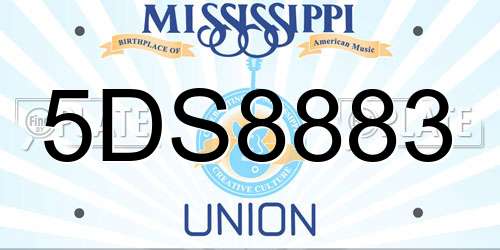 5DS8883 Mississippi License Plate