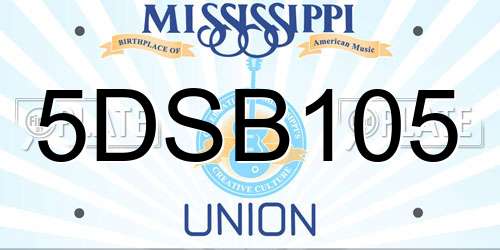 5DSB105 Mississippi License Plate