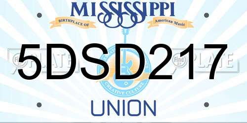 5DSD217 Mississippi License Plate